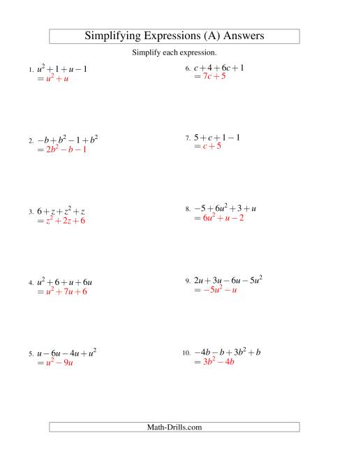 Featured image of post Simplifying Algebraic Expressions Worksheets With Answers Pdf